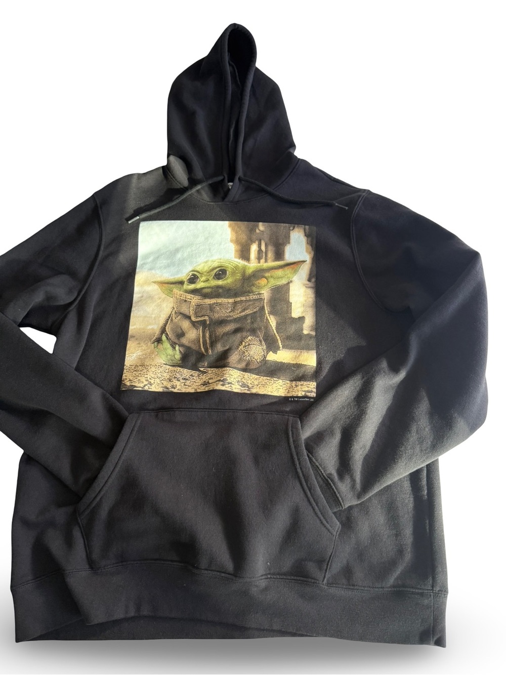 Old Navy Star Wars The Mandalorian Grogu Graphic Hoodie Black Pullover XL